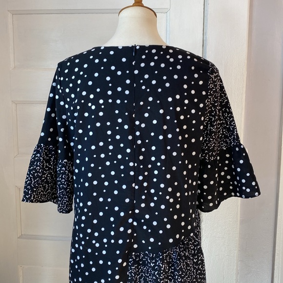 Caara Black and White Polka Dot Shift Dress, Size M - Picture 8 of 14